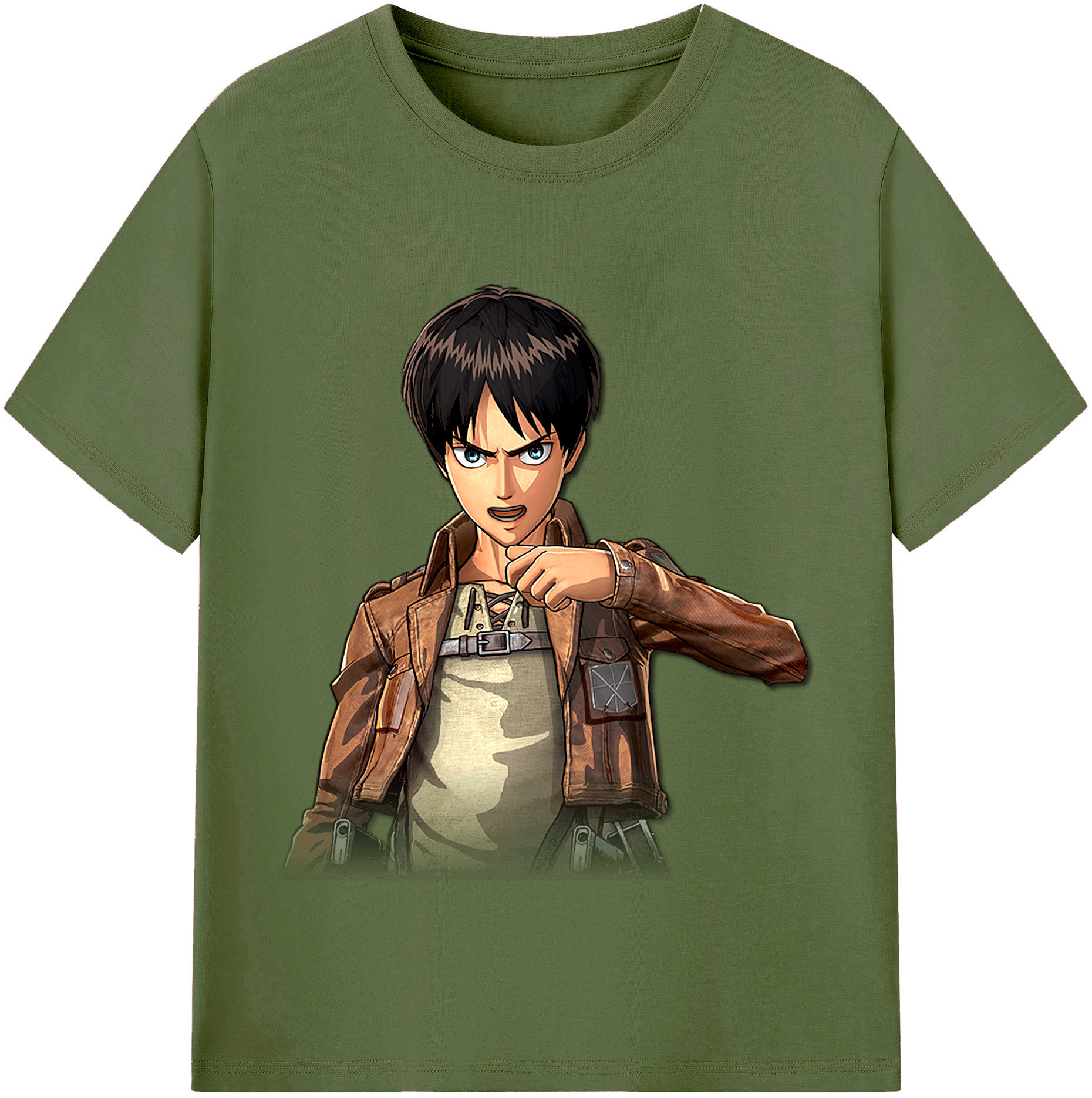 （画像用） 進撃の巨人 エレン･イェーガー Attack on Titan Eren Jäger 綿100％半袖Tシャツ（フロントプリント）